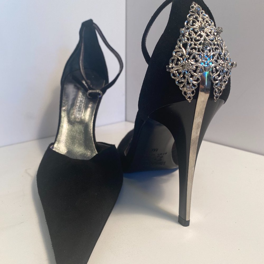 MARIANO FABIANI WOMEN'S DRESS PUMP BLACK AND BEJEWELED SIZE 40
